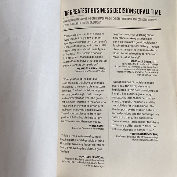 The Greatest BUSINESS DECISIONS of All Time by Verne Harnish, editors of Fortune - Picture 3 of 8